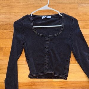 Zara Charcoal Long Sleeve Blouse